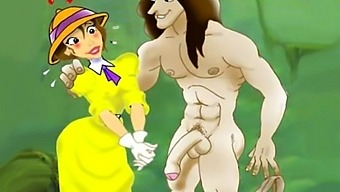 Tarzan和少女jane在硬核动漫hentai视频中进行激烈的群交
